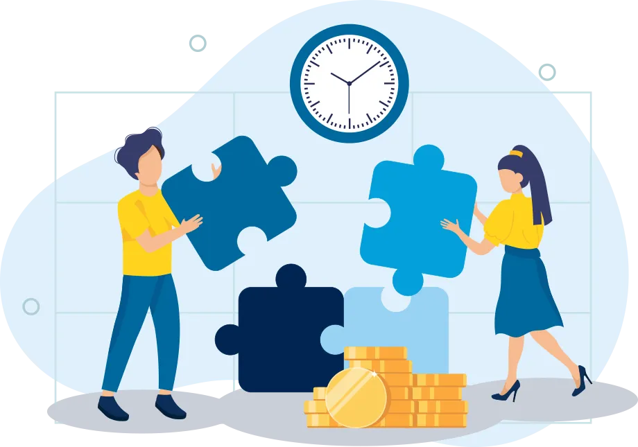 Graphic of puzzle pieces illustrating business assessment and dicovery